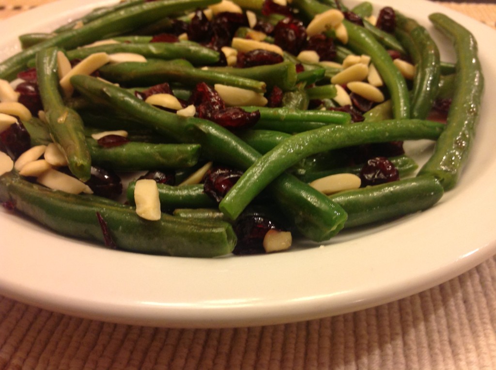 Green beans with cranberries and slivered almonds